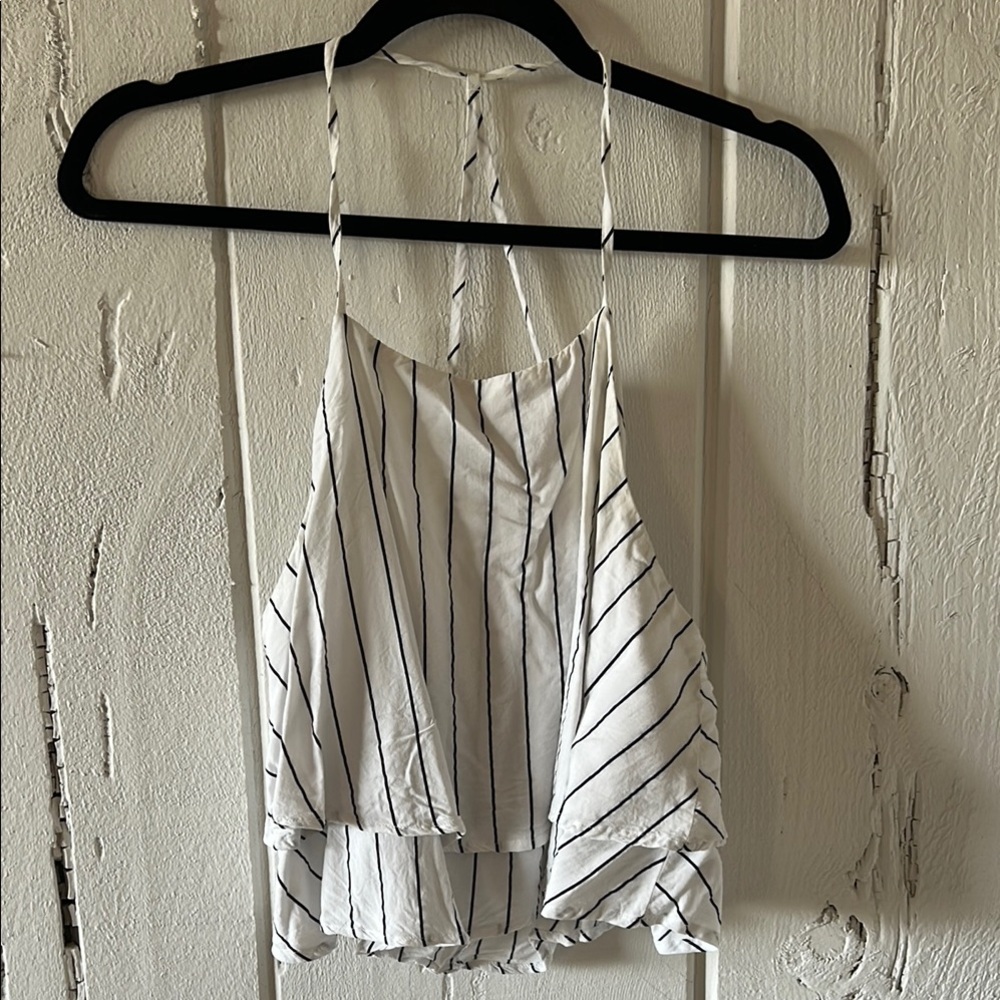 Forever 21 White and Black Asymmetrical Camisole